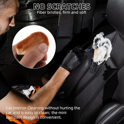 2 PCS Woobrooch Car Interior Dust Sweeping Soft Brush, Woobrooch Zabernim Car Detailing Brush,Scratch Free Curved Brushes with Case for Cleaning Engine Compartment, Dashboard, Electronics